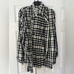 LL Bean Black and White Plaid Button-Up Shirt